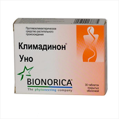 Таблетки Климадинон Уно, содержащие 32,5 мг сухого экстракта корневища цимицифуги 